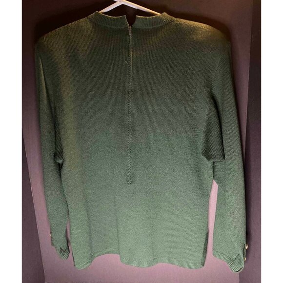 Vtg St John Sweater Marie Gray Green Womens 12 Crewneck - Picture 2 of 10